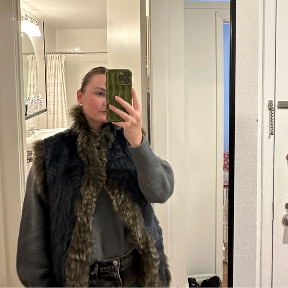 Saks Fifth Ave Rabbit & Fox Fur Vest - Picture 3 of 5